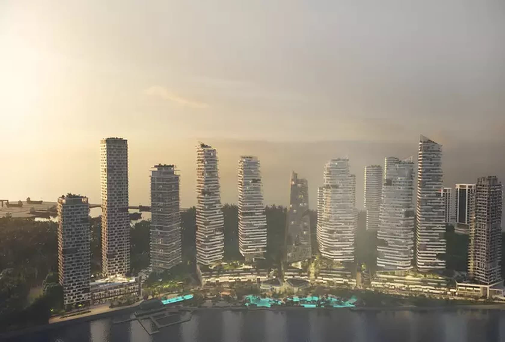 Dubai Maritime City towers on the peninsula