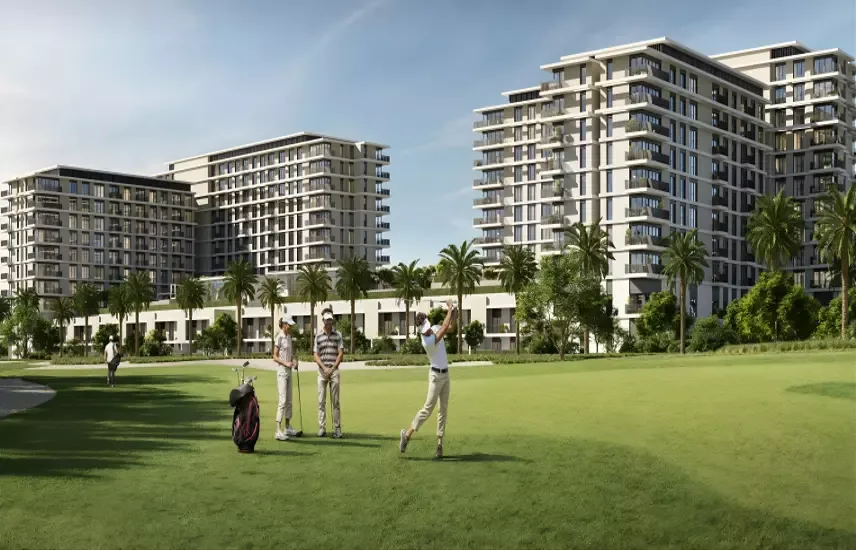 Golf Hills mid-rises seen across the fairway