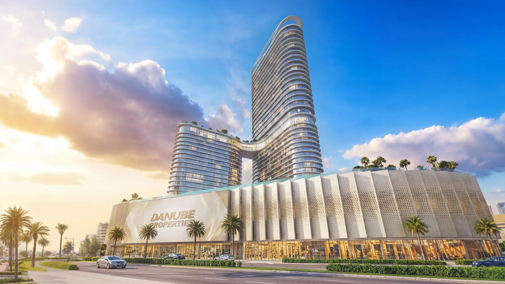 Street-level day render, Danube signage