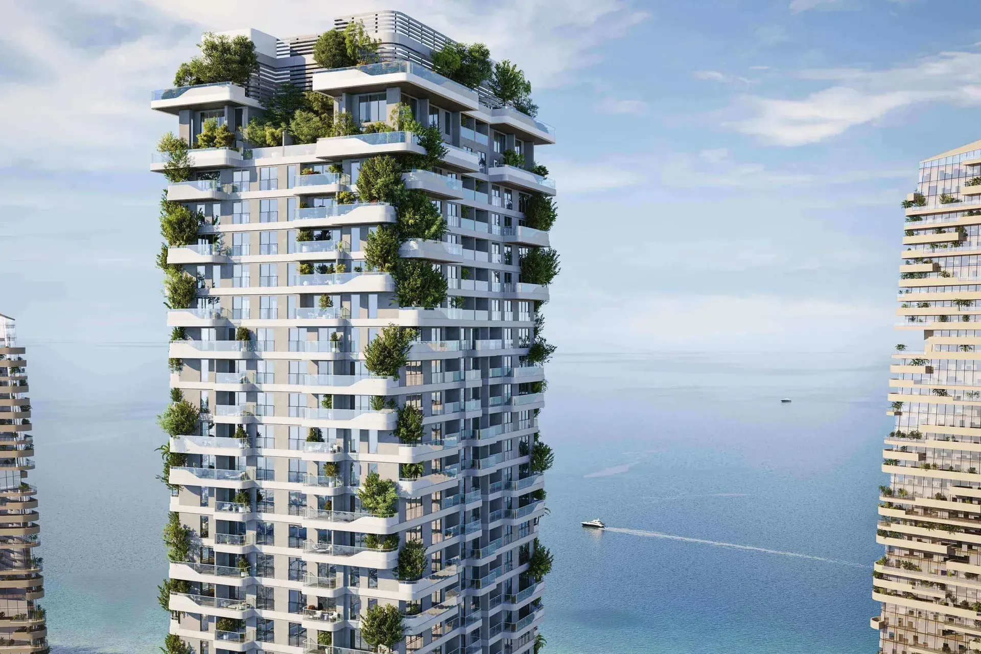 Green-balcony tower crown over the Gulf